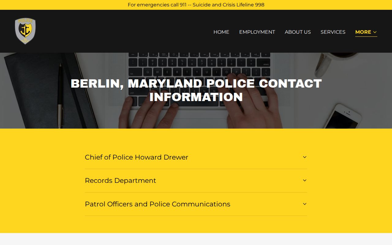 Berlin Police official records contact for Worcester County arrest reports