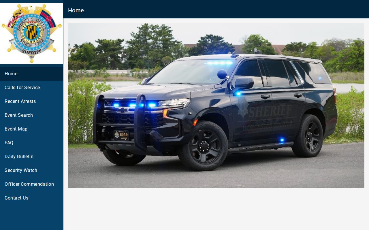 Worcester County calls for service incident record interface