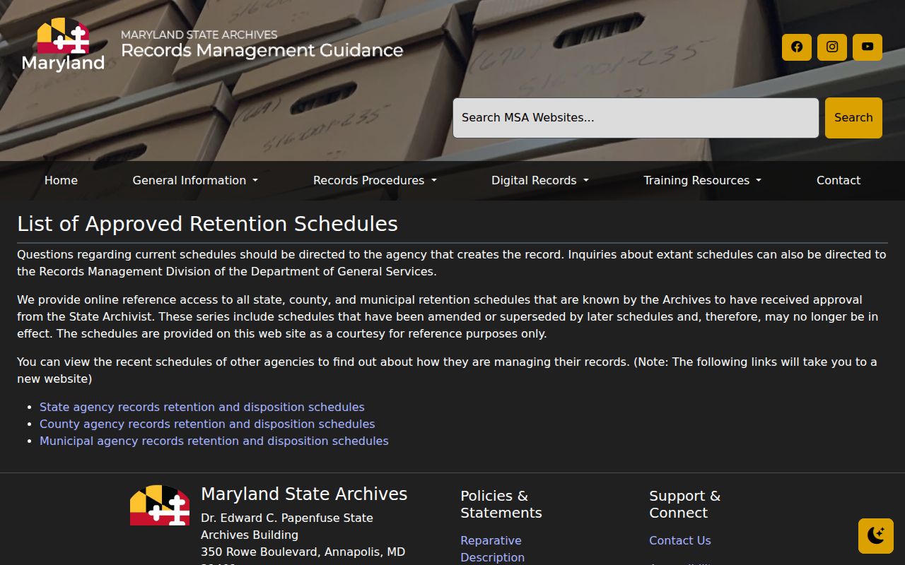 Worcester County booking record retention schedules